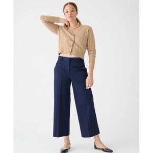 NWT J. Crew Sydney Wide Leg Pant in Bo-stretch cotton navy blue